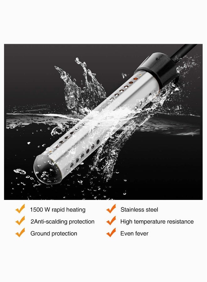 سخان مياه غاطس، سخان دلو كهربائي محمول مع غطاء من الفولاذ المقاوم للصدأ، سخان مياه غاطس مع ترمومتر رقمي لحمام السباحة وحوض الاستحمام، غمر كامل أثناء الاستخدام - Image 4