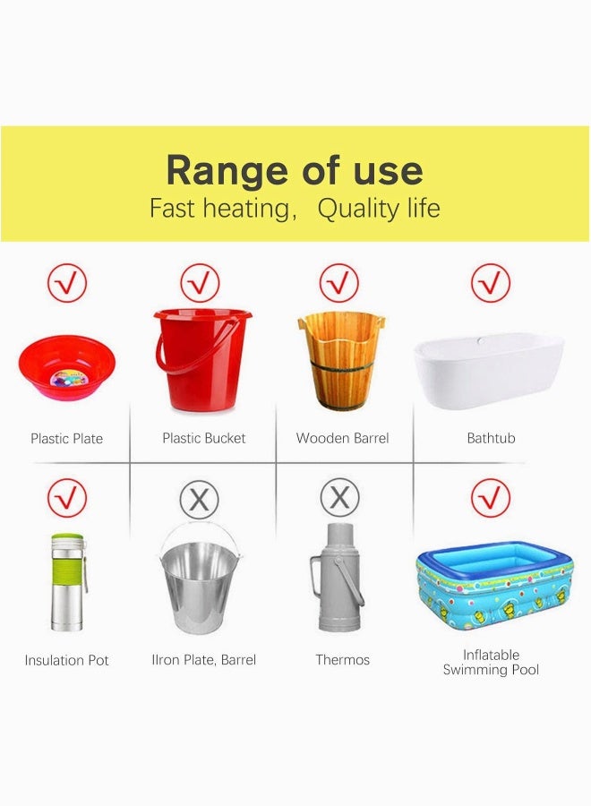 سخان مياه غاطس، سخان دلو كهربائي محمول مع غطاء من الفولاذ المقاوم للصدأ، سخان مياه غاطس مع ترمومتر رقمي لحمام السباحة وحوض الاستحمام، غمر كامل أثناء الاستخدام - Image 5