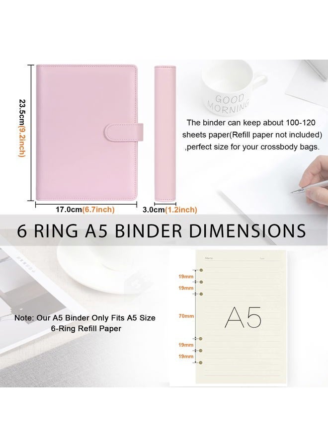 Toplive A5 Binder 6 Ring Personal Organizer Planner Binder Cover Makaron Pink Portfolio Folder for Women with Macaron Colors - Image 5