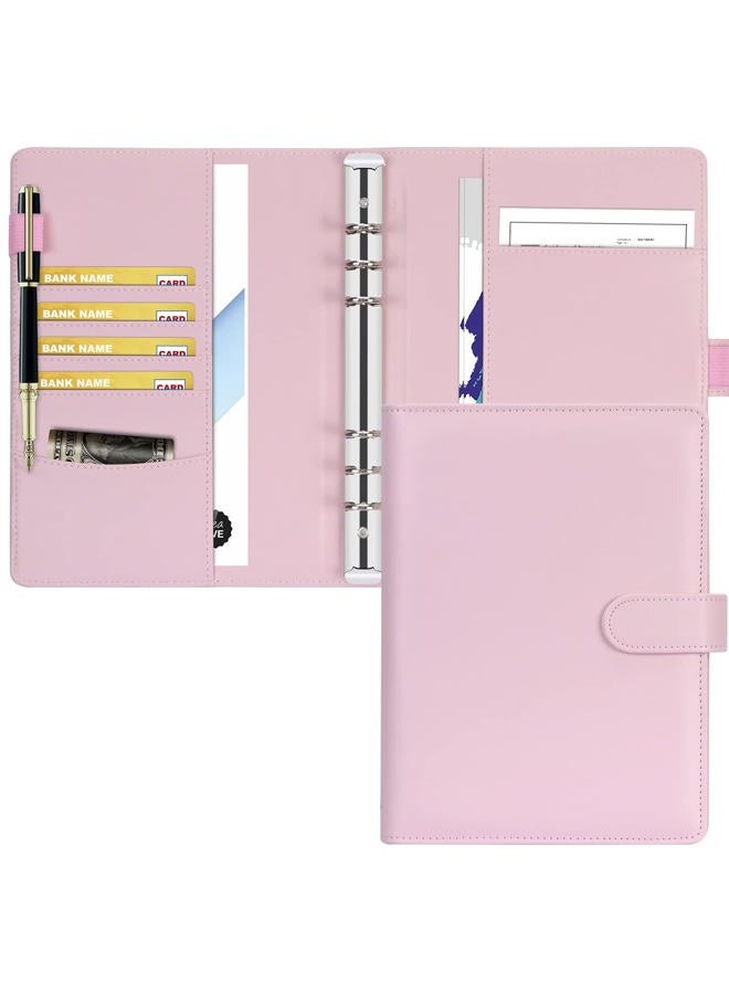 Toplive A5 Binder 6 Ring Personal Organizer Planner Binder Cover Makaron Pink Portfolio Folder for Women with Macaron Colors - Image 1
