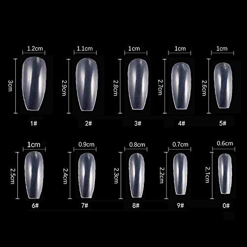 FAMEZA 100 Pcs Clear Coffin Nails, Ballerina Nail Tips, Full Cover Acrylic Nails False Nail Tips (10 Sizes) - Image 2