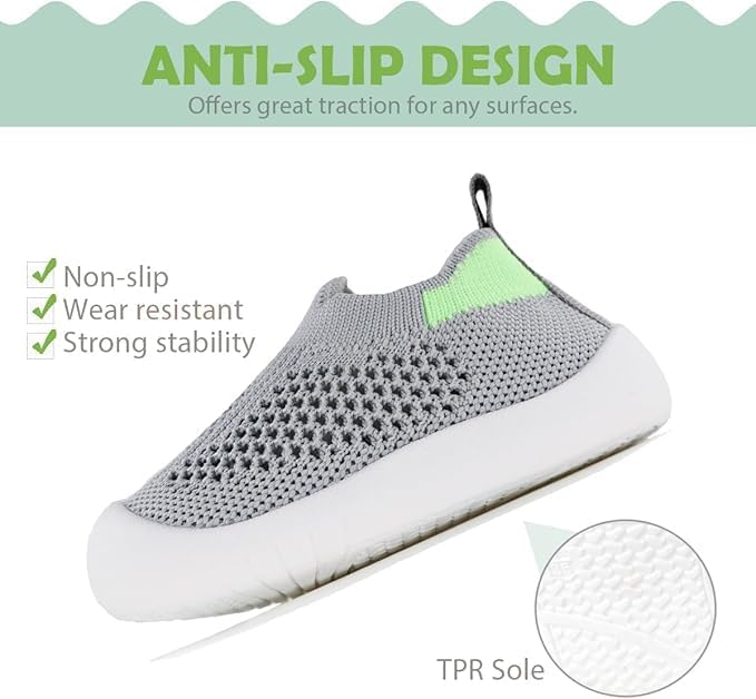 ZONEY Baby Shoes Toddler First Walking Shoes Infant Sneakers Breathable Knitted Mesh Grey - Image 3
