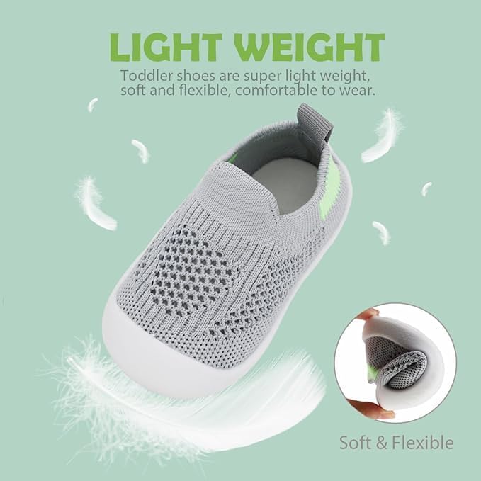 ZONEY Baby Shoes Toddler First Walking Shoes Infant Sneakers Breathable Knitted Mesh Grey - Image 2