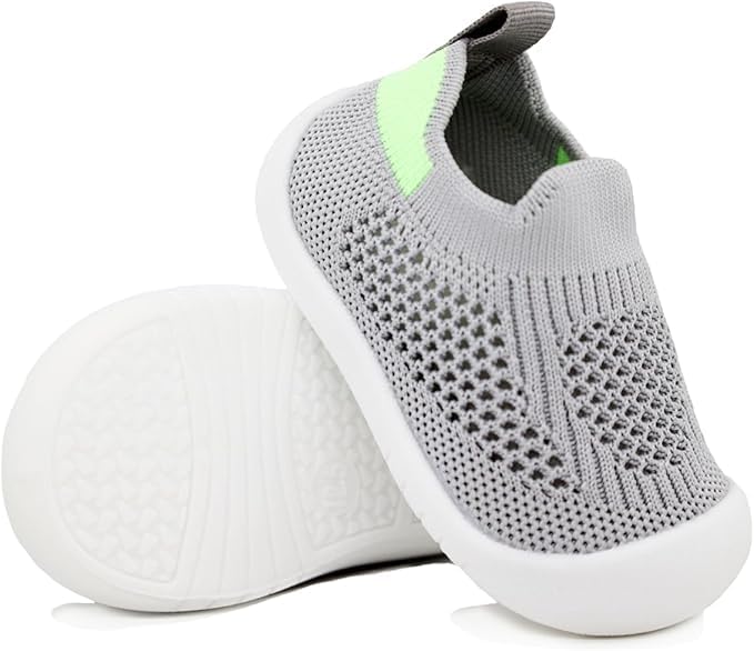 ZONEY Baby Shoes Toddler First Walking Shoes Infant Sneakers Breathable Knitted Mesh Grey - Image 1
