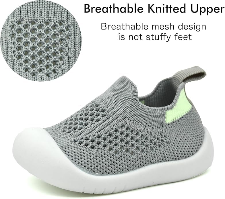 ZONEY Baby Shoes Toddler First Walking Shoes Infant Sneakers Breathable Knitted Mesh Grey - Image 5