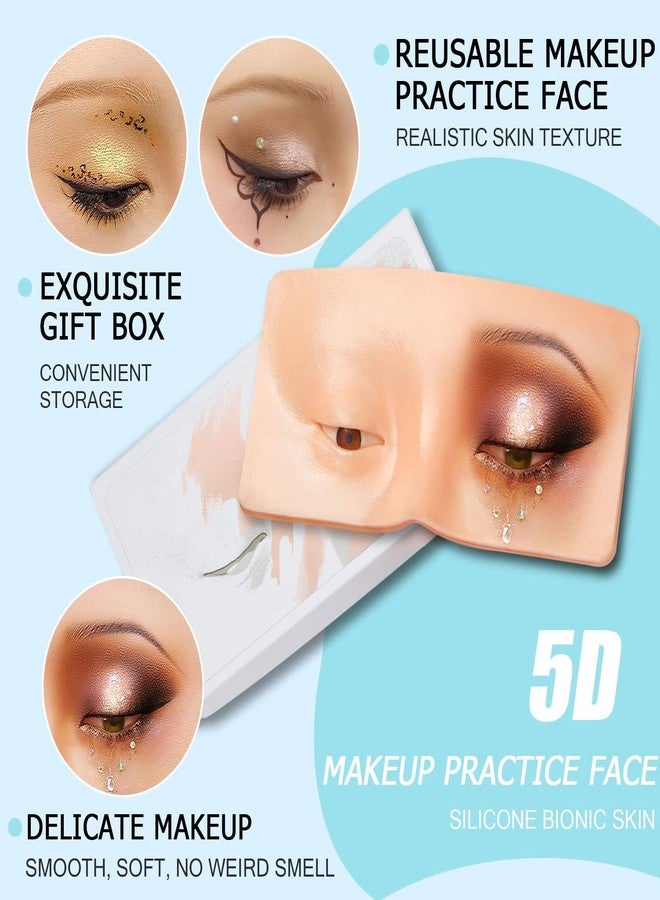 Scheibe Makeup Practice Board Silicone Face Eyes Eyelash Eyebrow Practice Pad Reusable 5D Realistic Bionic Skin Mannequin Aid to Practicing Makeup for Makeup Artist Training(Natural Tone) - Image 4