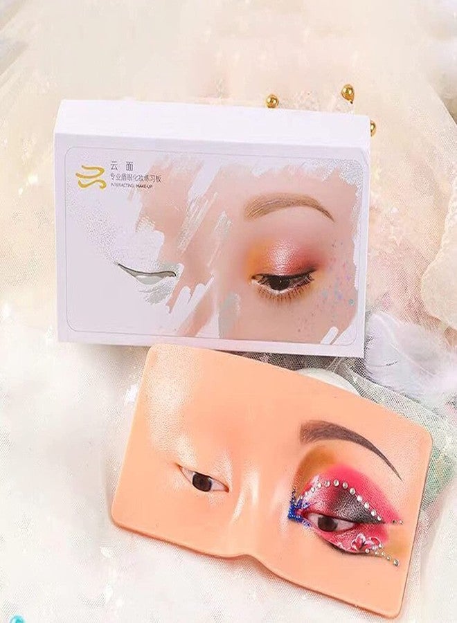 Scheibe Makeup Practice Board Silicone Face Eyes Eyelash Eyebrow Practice Pad Reusable 5D Realistic Bionic Skin Mannequin Aid to Practicing Makeup for Makeup Artist Training(Natural Tone) - Image 2