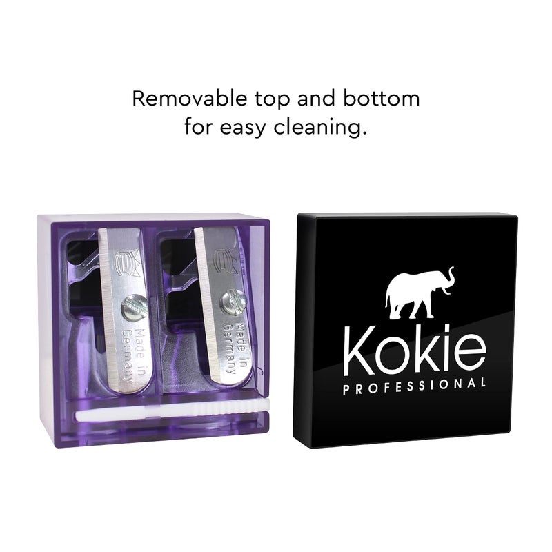 Kokie Makeup Pencil Sharpener for Lip, Eyebrow, and Eyeliner Pencil, Made in German Stainless Steel Blade, Size-Adjusting Adapter, Cleaning Stick - Image 2