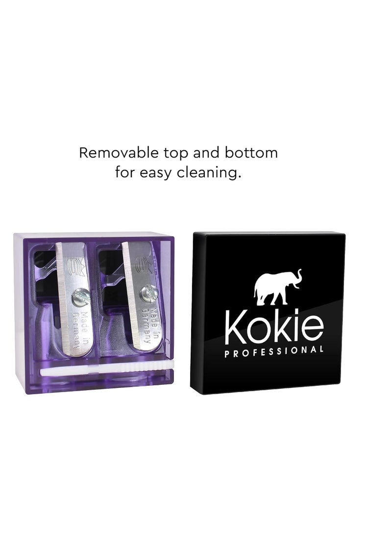 Kokie Kokie Makeup Pencil Sharpener for Lip, Eyebrow, and Eyeliner Pencil, Made in German Stainless Steel Blade, Size-Adjusting Adapter, Cleaning Stick  - Image 2