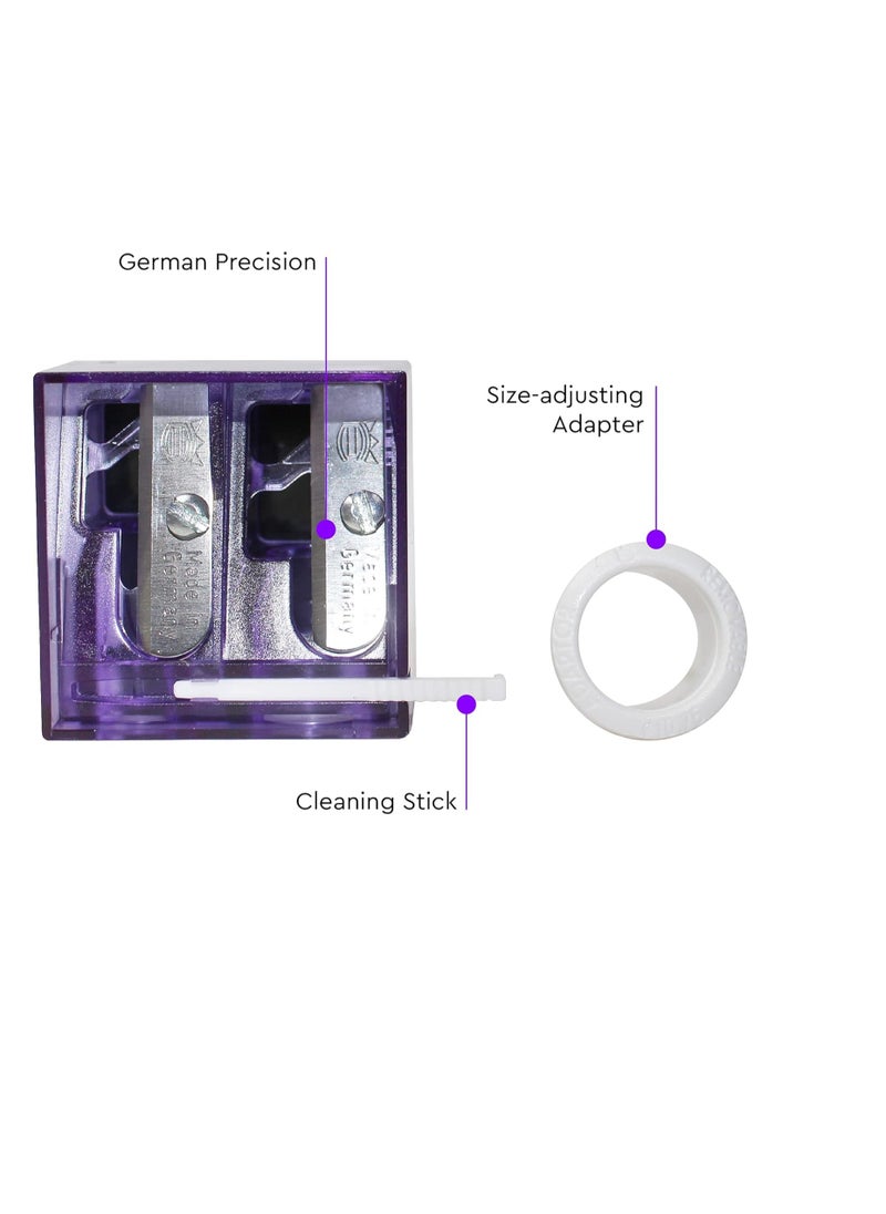 Kokie Kokie Makeup Pencil Sharpener for Lip, Eyebrow, and Eyeliner Pencil, Made in German Stainless Steel Blade, Size-Adjusting Adapter, Cleaning Stick  - Image 3