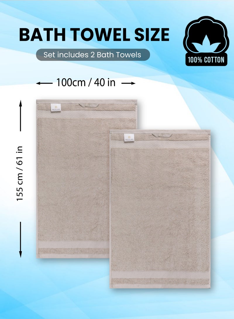 REZLAN UAE REZLAN Luxury 2-Piece Bath Sheet Set - 600 GSM Premium Cotton (100×155 cm/40×61 in) - Beach & Bath Towels - P.BROWN - Image 3
