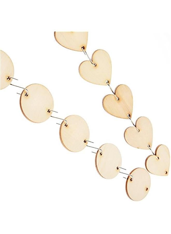 Arabest 240 Pcs Wooden Circle Set 120 Pcs Wooden Heart Round Tags with Holes 120 Pcs S Shaped Hook Connectors Wood Ornaments for Birthday Chore Board - Image 4