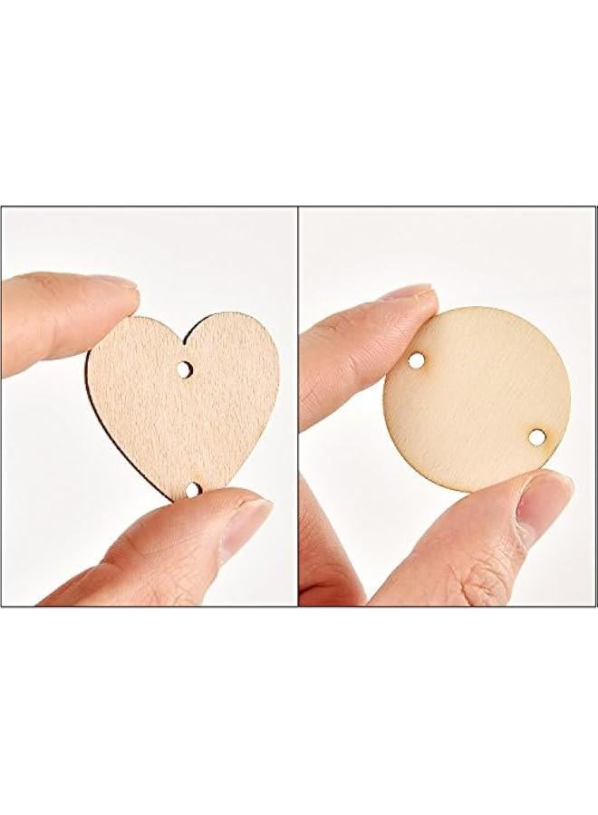 Arabest 240 Pcs Wooden Circle Set 120 Pcs Wooden Heart Round Tags with Holes 120 Pcs S Shaped Hook Connectors Wood Ornaments for Birthday Chore Board - Image 5