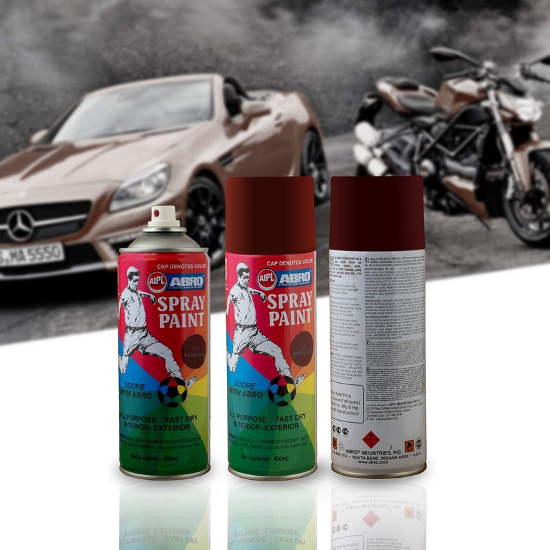 Abro SP-142 علبة طلاء رذاذ ملون متعددة الاستخدامات (400 مل، بني مضاد للصدأ) جاف سريع للتطبيقات المعدنية، الخشبية، الجدران، السيارات والدراجات النارية - Image 5