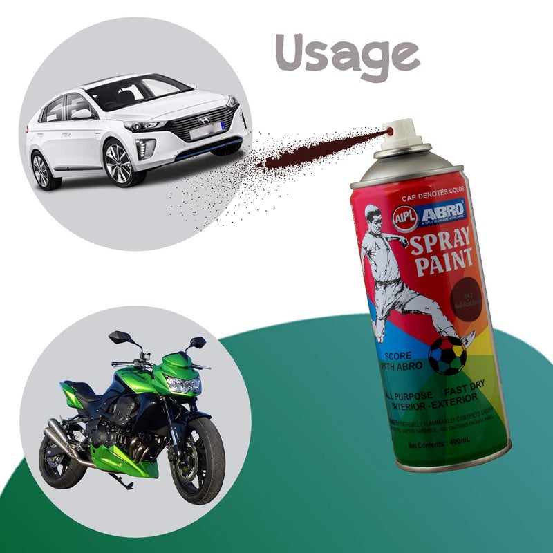 Abro SP-142 علبة طلاء رذاذ ملون متعددة الاستخدامات (400 مل، بني مضاد للصدأ) جاف سريع للتطبيقات المعدنية، الخشبية، الجدران، السيارات والدراجات النارية - Image 4