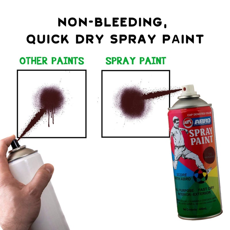 Abro SP-142 علبة طلاء رذاذ ملون متعددة الاستخدامات (400 مل، بني مضاد للصدأ) جاف سريع للتطبيقات المعدنية، الخشبية، الجدران، السيارات والدراجات النارية - Image 3