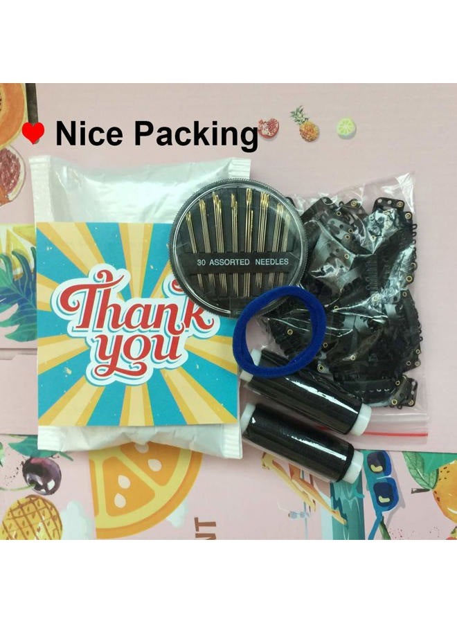 KDOSP 50Pcs Wig Clips 32mm Snap Clips For Hair Extensions I Shape Hair Clips Tools 6 Teeth Black Color Hair Extension Clips 30 Assorted Sewing Needles and 2 Rolls Thread (Black) - Image 2