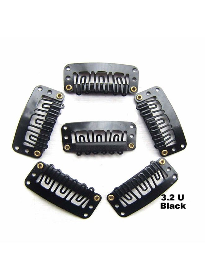 KDOSP 50Pcs Wig Clips 32mm Snap Clips For Hair Extensions I Shape Hair Clips Tools 6 Teeth Black Color Hair Extension Clips 30 Assorted Sewing Needles and 2 Rolls Thread (Black) - Image 3