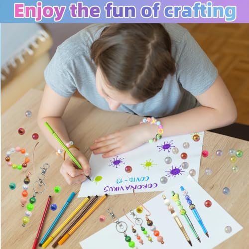 DASTTUIS 254 Pieces Beads for Pens - 16MM Acrylic Loose Beads Bulk Set - Beads Kit for Crafts - Fit for Jewelry Making, Bracelets, Beadable Pens, and Focal Bead - Cute Bead for DIY Supplies - Image 5
