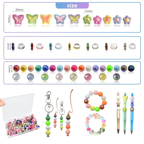 DASTTUIS 254 Pieces Beads for Pens - 16MM Acrylic Loose Beads Bulk Set - Beads Kit for Crafts - Fit for Jewelry Making, Bracelets, Beadable Pens, and Focal Bead - Cute Bead for DIY Supplies - Image 2