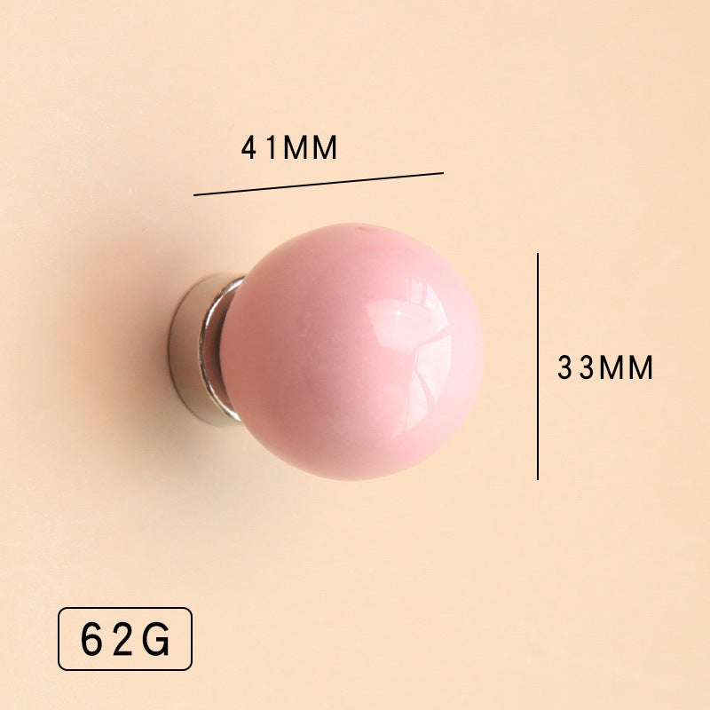 Ceramic Dopamine Creative Strong Magnet Hook Home Decoration Pendant Hook Refrigerator Magnetic Paste Nail-free Hook Pink glossy ceramic ball-magnetic hook