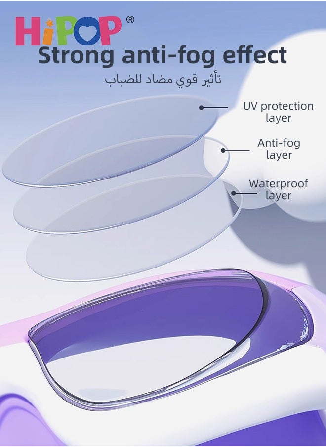 HIPOP Kids Swimming Goggles Set, Kids Swimming Goggles with Swim Cap, Nose Clip and Earplugs and Storage Bags,  Anti-Shattered Lens UV Protection No-leak Swimming Goggles for Boys, Girls, Youth, Toddler  - Image 2