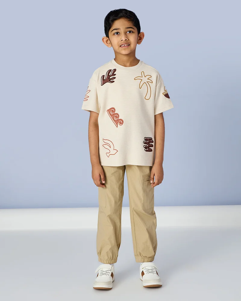 REDTAG Boys White Printed T-Shirt