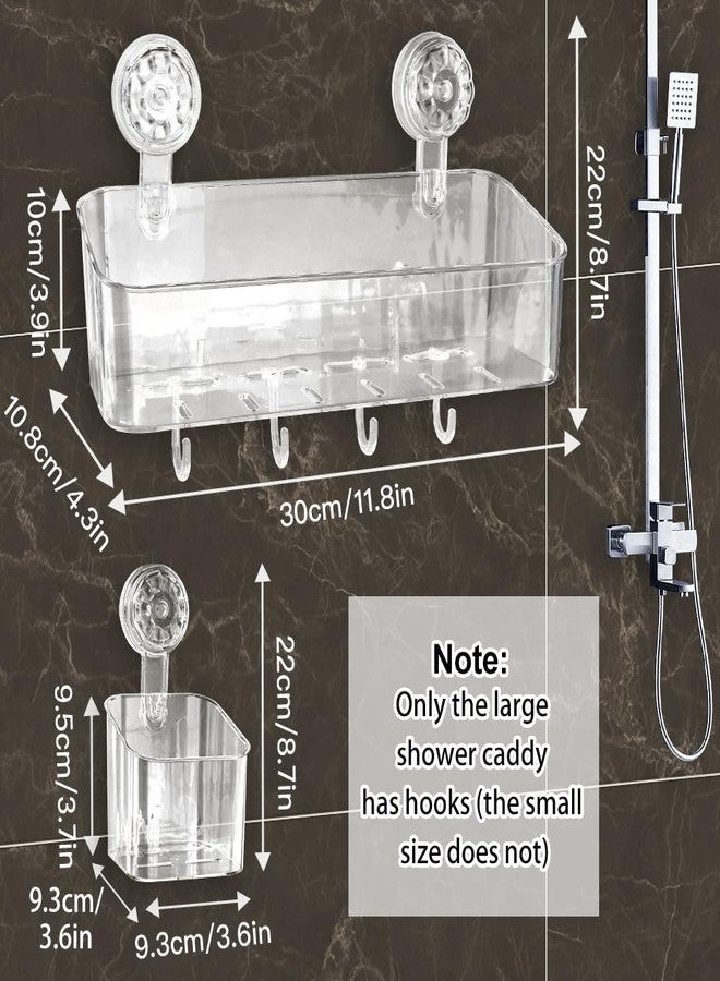 DIBALIYI 2 Pcs Shower Caddy, Clear Suction Cup Wall Caddy, No Drilling Acrylic Storage Rack, Multifunctional Shower Shelves for Bathroom Kitchen Hotel (Small) - Image 2