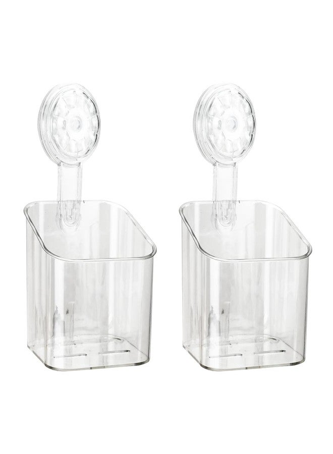 DIBALIYI 2 Pcs Shower Caddy, Clear Suction Cup Wall Caddy, No Drilling Acrylic Storage Rack, Multifunctional Shower Shelves for Bathroom Kitchen Hotel (Small) - Image 1
