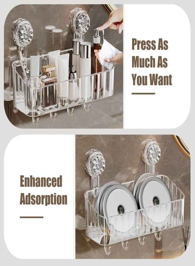 DIBALIYI 2 Pcs Shower Caddy, Clear Suction Cup Wall Caddy, No Drilling Acrylic Storage Rack, Multifunctional Shower Shelves for Bathroom Kitchen Hotel (Small) - Image 4