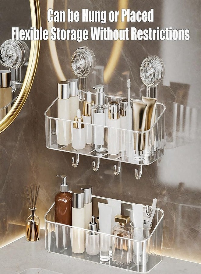 DIBALIYI 2 Pcs Shower Caddy, Clear Suction Cup Wall Caddy, No Drilling Acrylic Storage Rack, Multifunctional Shower Shelves for Bathroom Kitchen Hotel (Small) - Image 5