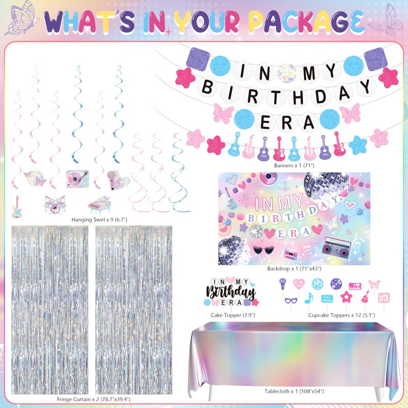 THAWAY In My Birthday Era Decorations, Music Birthday Decorations, Popular Singer Theme Party Supplies for Girls Pink Purple Balloon Arch Friendship Bracelet Garland Backdrop Cake Toppers Hanging Swirls - Image 2