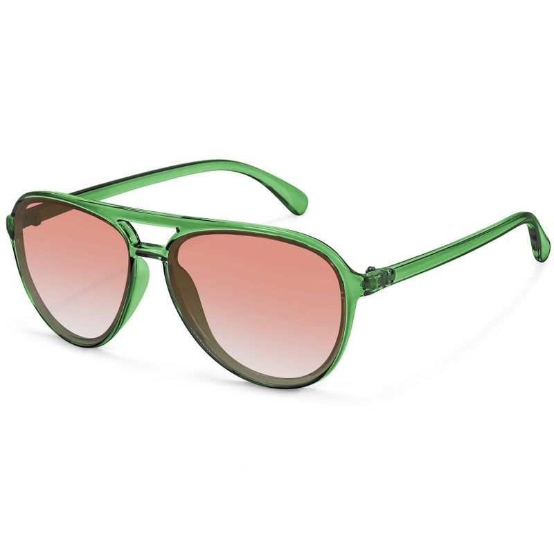 Fozono Retro Aviator Sunglasses Women Men Classic Trendy Vintage Double Bridge Aviators Sun Glasses UV Protection Clear Green Frame/Gradient Pink Lens - Image 1