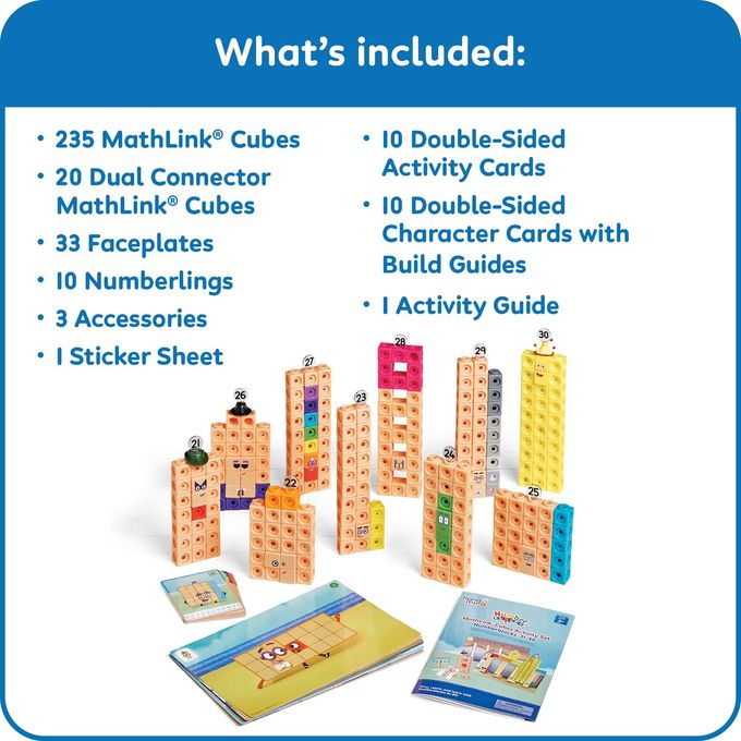 hand2mind MathLink Cubes Numberblocks 21-30 Activity Set, 20 Preschool Learning Activities, Counting Blocks, Linking Cubes, Educational Toys for Kids, Number Games, Math Manipulatives Kindergarten - Image 2