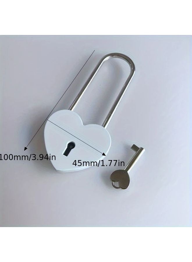 White Heart Lock And Key Set Romantic Couples Wedding Anniversary Valentine Gift - Image 1