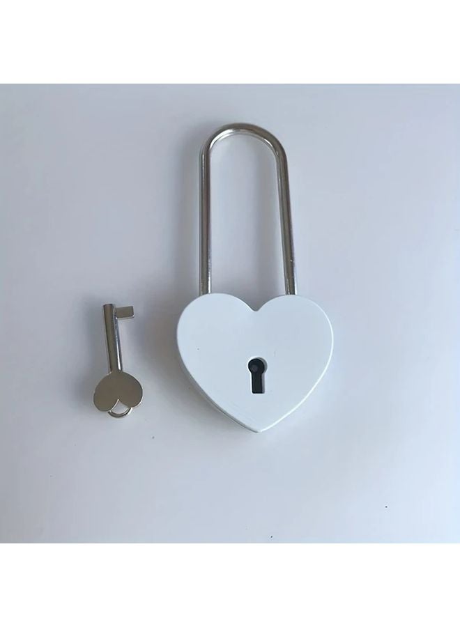 White Heart Lock And Key Set Romantic Couples Wedding Anniversary Valentine Gift - Image 2