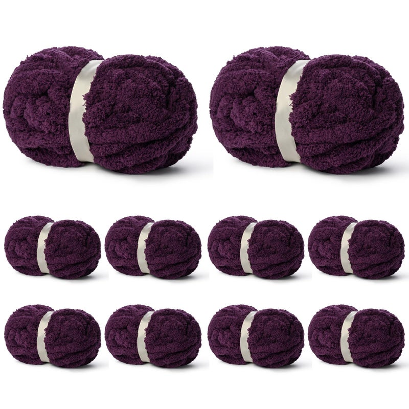 OMoiut 10 Pack of Deep Purple Soft Jumbo Chunky Yarn for Hand Knitting,Thick Blanket Yarn for Crocheting, #10 Super Bulky Yarns, 220yds/70.5oz Fluffy Chunky Chenille Yarns for Crocheting. - Image 1