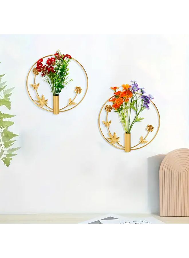 Metal Wall Hanging Vase Rhombus 1pc Gold Geometric Home Living Room Bedroom Bohemian Decor For Indoor Artificial Plants - Image 1