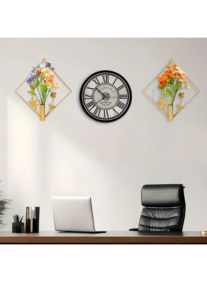 Metal Wall Hanging Vase Rhombus 1pc Gold Geometric Home Living Room Bedroom Bohemian Decor For Indoor Artificial Plants - Image 5