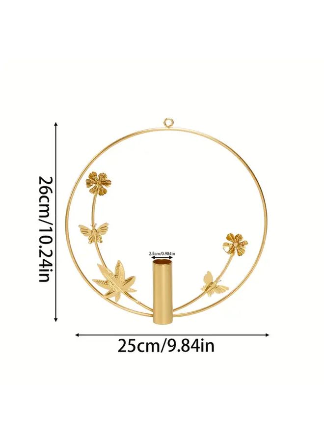 Metal Wall Hanging Vase Rhombus 1pc Gold Geometric Home Living Room Bedroom Bohemian Decor For Indoor Artificial Plants - Image 2