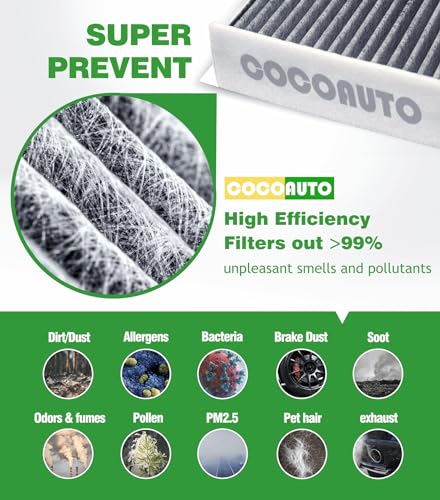 COCOAUTO Engine Cabin Air Filter Set for Ford F150 (2015-2025) 2.7L 3.0L 3.3L 3.5L 5.0L, Ford Expedition Lincoln Navigator (2018-2024), Replace FL3Z19N619A FP79 FA1883 - Image 4
