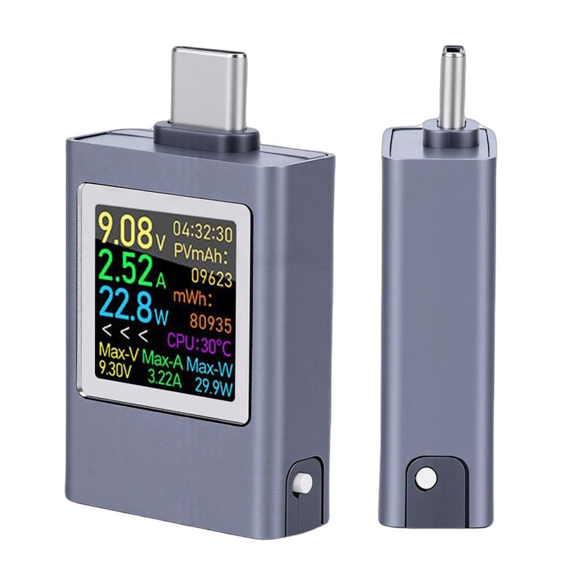 اختبار USB الرقمي من النوع C، مقياس طاقة متعدد الوظائف بشاشة ملونة لمراقبة الجهد والتيار - Image 5