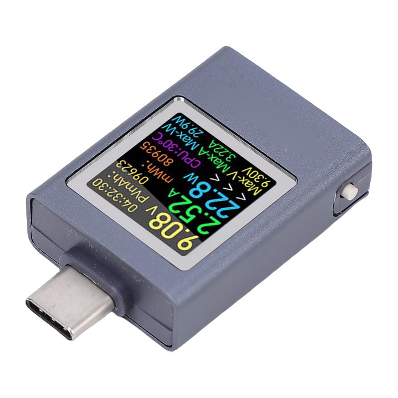اختبار USB الرقمي من النوع C، مقياس طاقة متعدد الوظائف بشاشة ملونة لمراقبة الجهد والتيار - Image 3