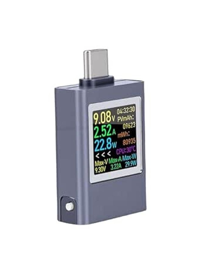 اختبار USB الرقمي من النوع C، مقياس طاقة متعدد الوظائف بشاشة ملونة لمراقبة الجهد والتيار - Image 1