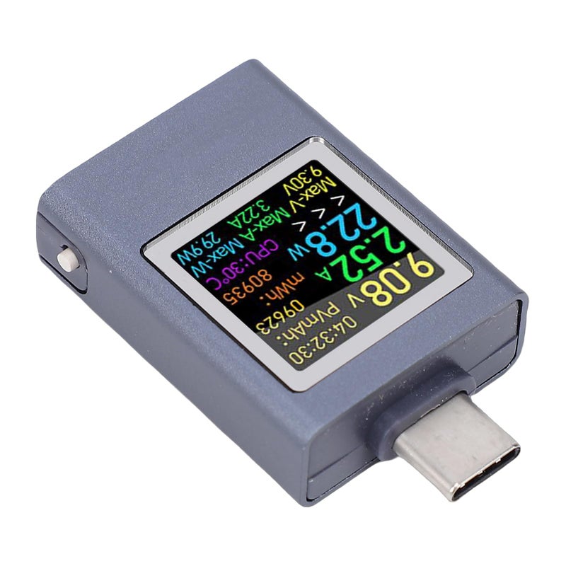 اختبار USB الرقمي من النوع C، مقياس طاقة متعدد الوظائف بشاشة ملونة لمراقبة الجهد والتيار - Image 4