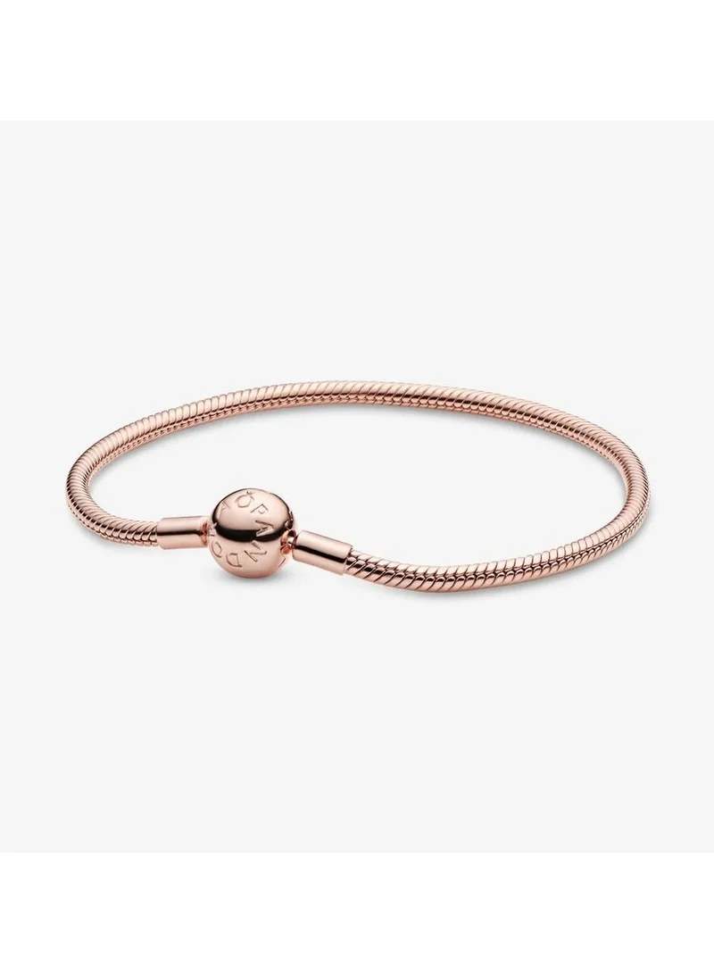 PANDORA 14k Rose gold-plated snake chain bracelet, Size 17