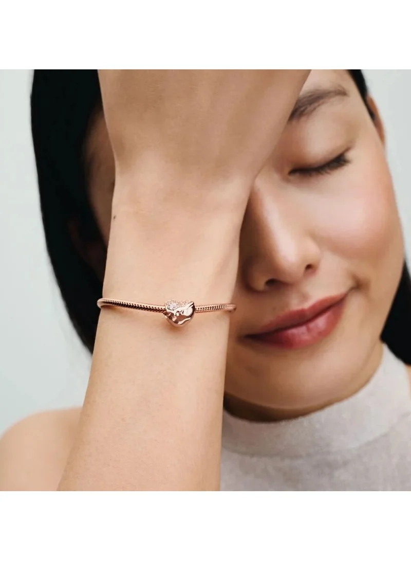 PANDORA 14k Rose gold-plated snake chain bracelet, Size 17