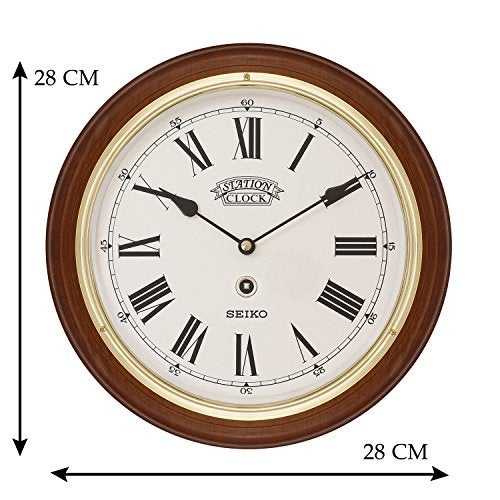 Seiko Wall Clock (28.2 cm x 28.2 cm x 4.4 cm, Brown, QXA144BN), Abstract, Wood - Image 4