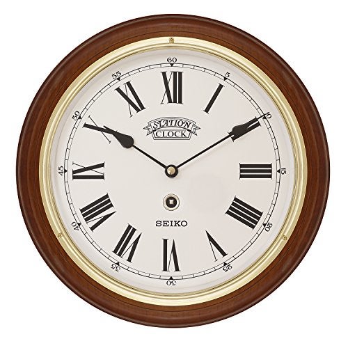 Seiko Wall Clock (28.2 cm x 28.2 cm x 4.4 cm, Brown, QXA144BN), Abstract, Wood - Image 1