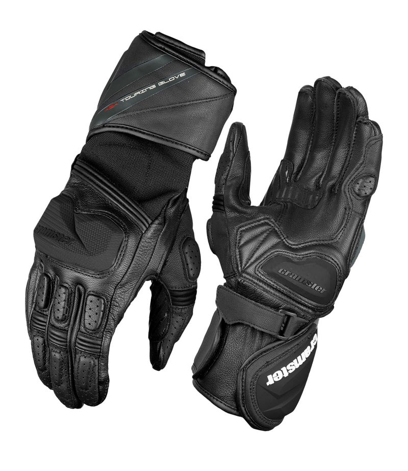 Cramster K2K Gloves - Full Gauntlet Motorcycle Racing Leather Gloves | Impact Protection | Scaphoid Protection | Abrasion Resistance €“ Black, Medium - Image 1